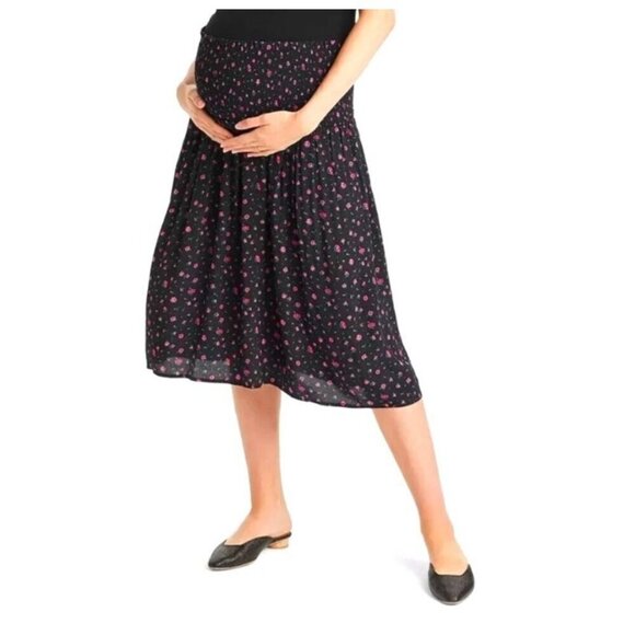 The Nines By Hatch Smoked Maternity Black Floral Skirt - Medium - Picture 1 of 11
